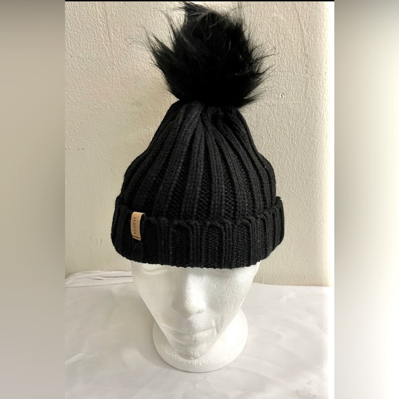 FURTALK Kids Winter Knitted Pom Beanie Bobble Hat Cotton Lined Faux Fur Ball - Picture 7 of 8